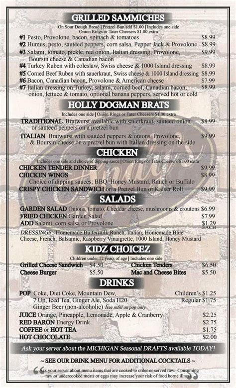 andy's holly mi menu.